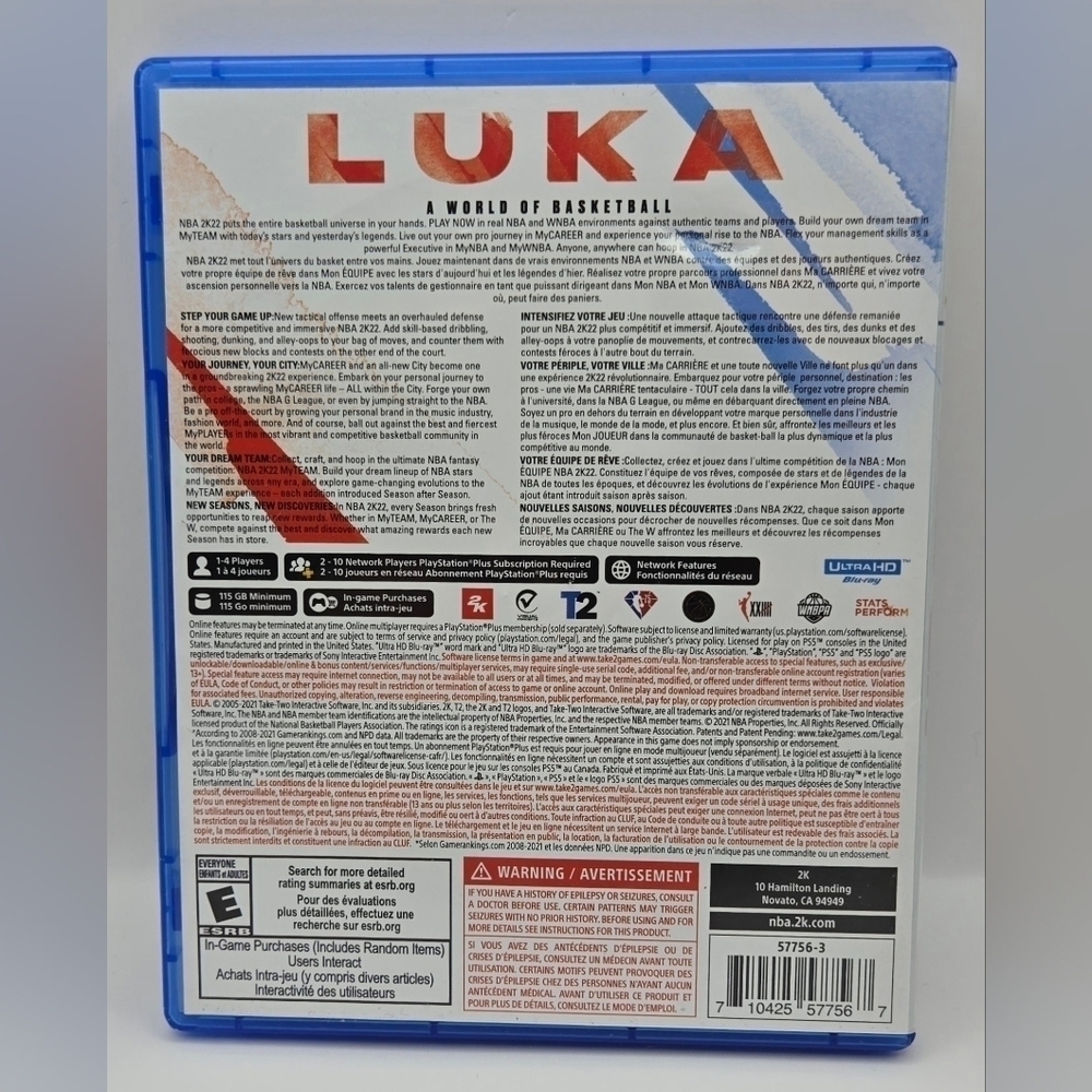 NBA 2K22 PS5 Basketball Game Luka Doncic Cover Tested Complete - Picture 3 of 9